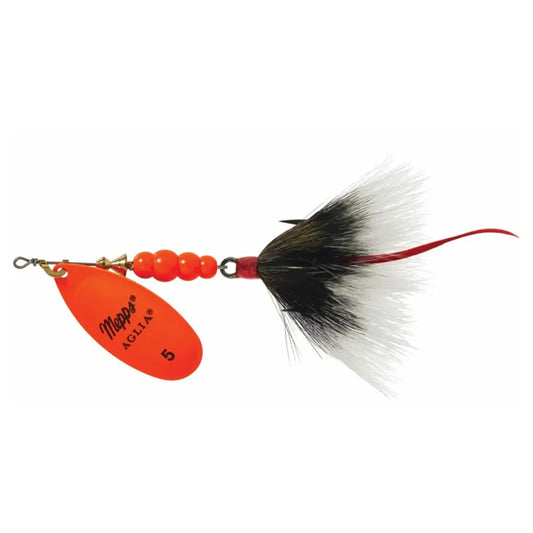 Mepps Aglia In-Line #5, 1/2 oz Hot Orange & Grey Tail