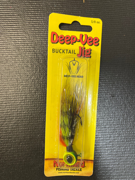 Deep Vee Bucktail Jig 3/8oz Firetiger