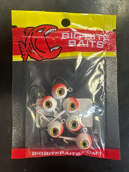 Big bite baits red/white 1/4oz jig head