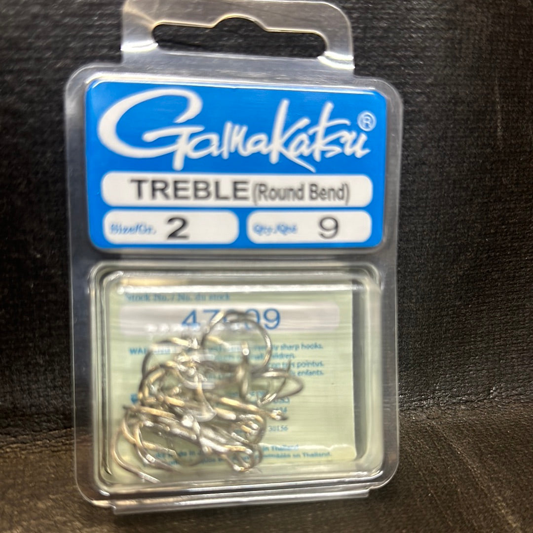 Gamakatsu treble #2 (round bend)
