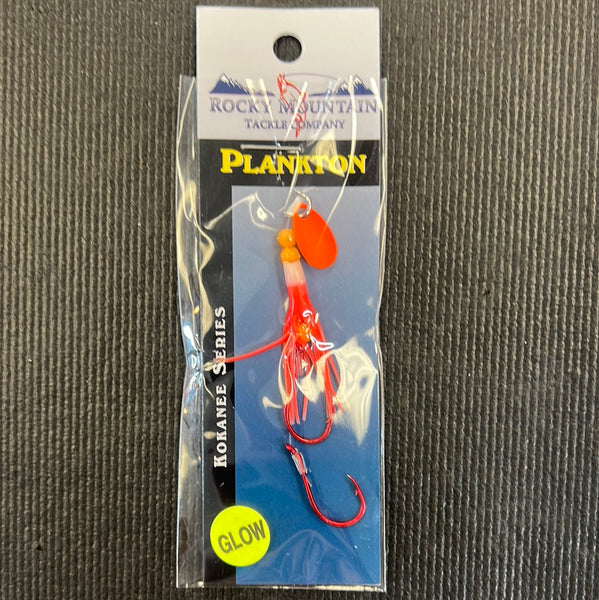 Rocky Mountain Tackle 1.5" Rigged  Squid Double Orange Glow Plankton