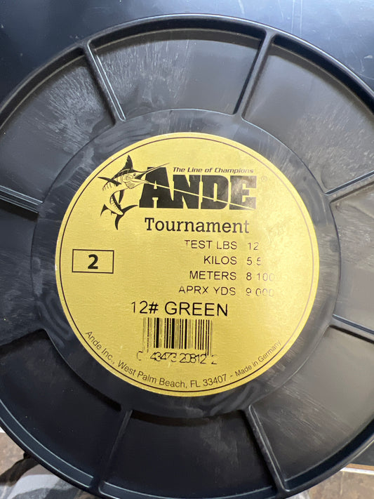 Ande Tournament 12lb green 2lb spool