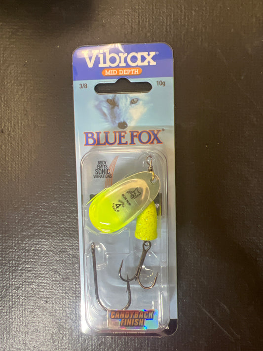 Blue Fox 3/8oz Vibrax Chartreuse Blue Candy