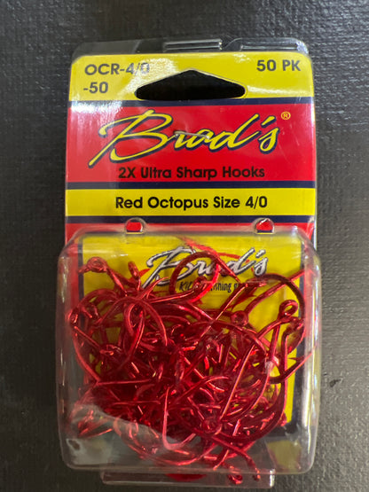 Brads Octopus Hooks Red