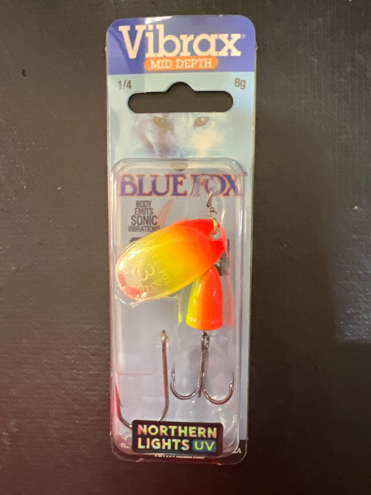 Blue Fox 1/4oz Vibrax Orange Chartruse UV Northern Light Series