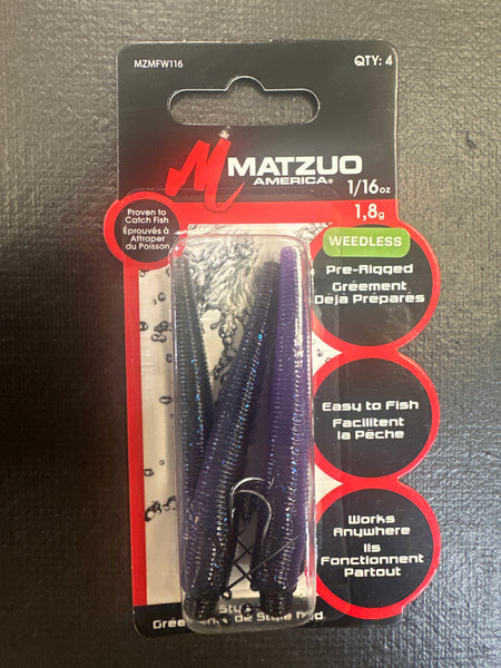 Weedless Hooks Matzuo MZMFW18-SM 1/8 Weedless Ned Rig-Smoke-4Pk Matzuo Rig