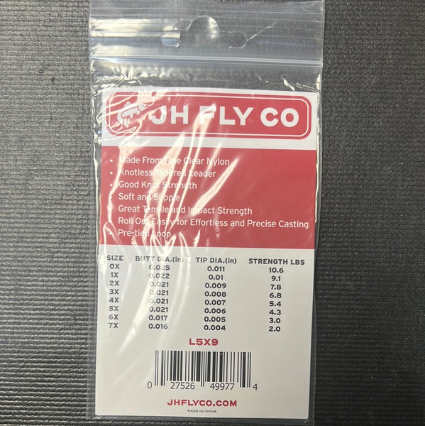 JH Fly Co. monofilament Tapered Leader 5x 9'