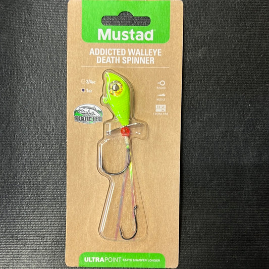 Mustad Addicted Walleye Death Spinner 1oz Limetreuse