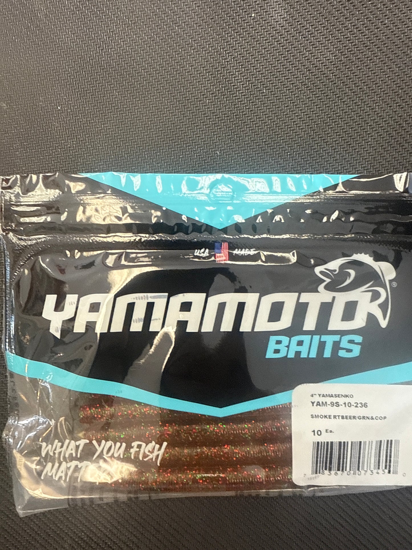 Yamamoto 4” senko smoke rt beer green copper
