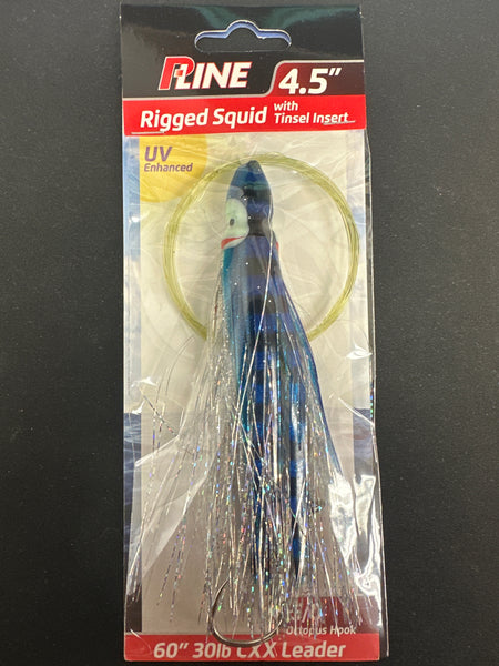 P-line rigged squid 4.5” blue/clear/black stripe