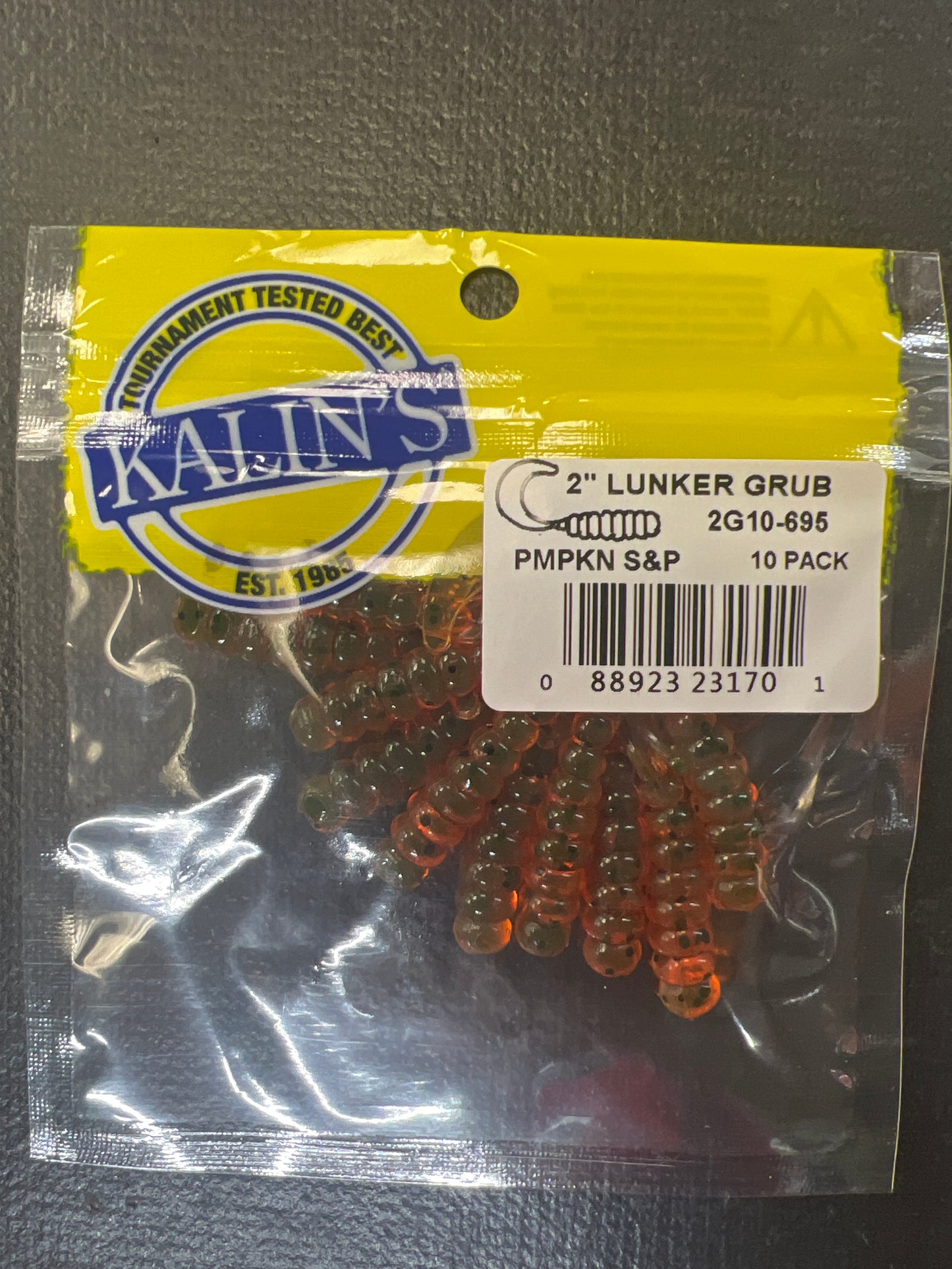Kalins 2" Lunker Grub Pumpkin Salt & Pepper
