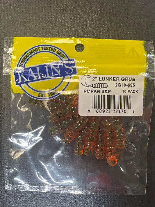 Kalins 2" Lunker Grub Pumpkin Salt & Pepper