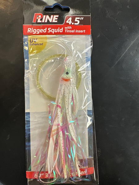 P-Line 4.5” rigged squid white pink stripes