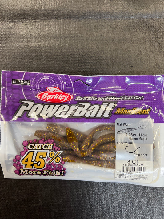 Berkley Power Bait max scent Flat Worm Mango Magic