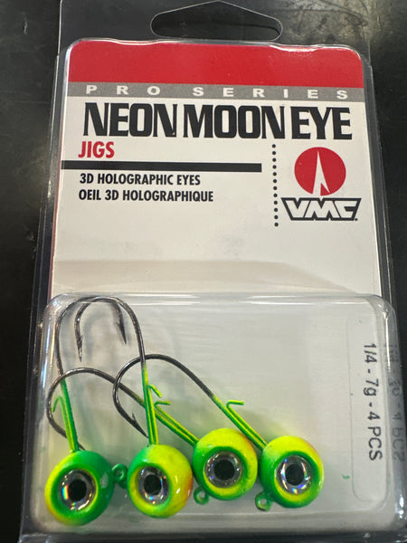 VMC Neon Moon Eye jig 1/4oz chart. Lime green