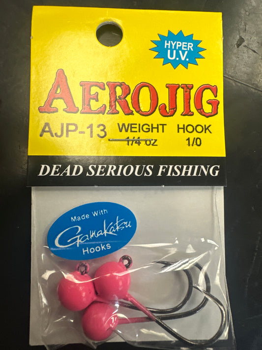 Aerojig 1/4oz jig head 3pk pink glow