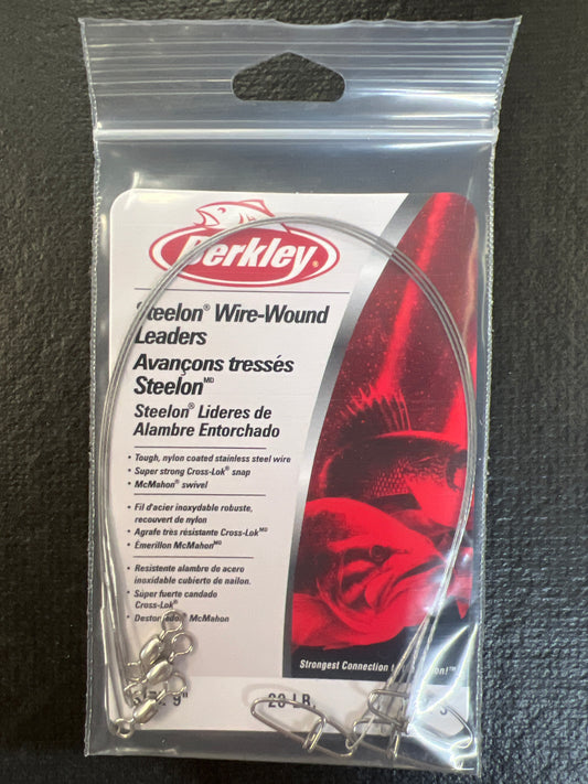 Berkley Steelon Wire Wound Leaders 20lb test 9" Silver