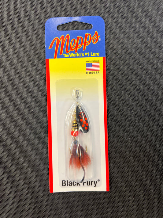 Mepps 1/8oz Blackfurry Black Yellow Dot