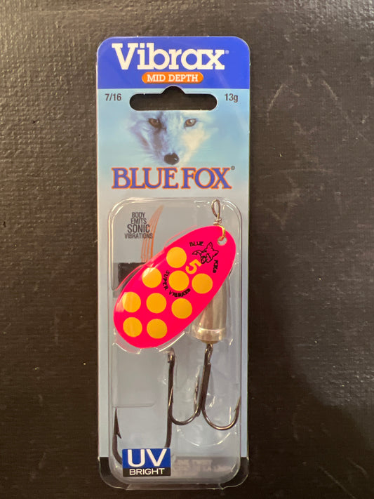 Blue Fox Vibrax 7/16oz Pink Fluorescent Yellow Silver