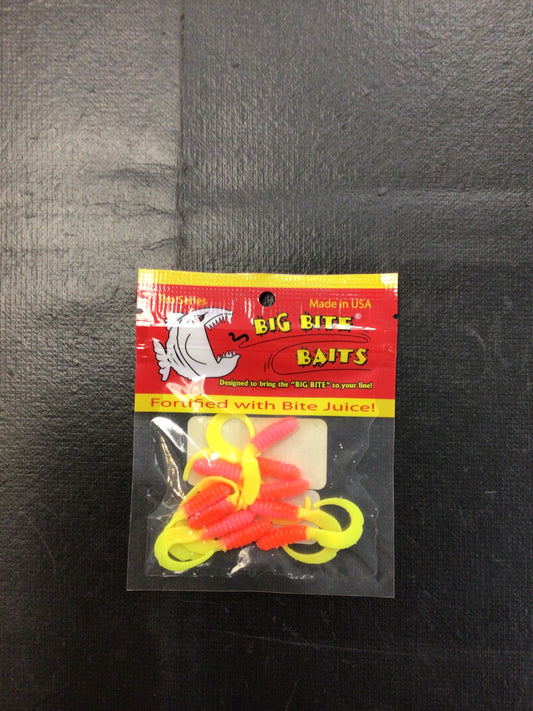 Big bite baits  2” curl tail grub orange/pink/chart