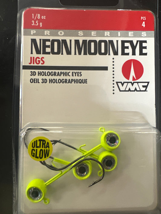 VMC Neon Moon Eye jig 1/8oz glow chartreuse