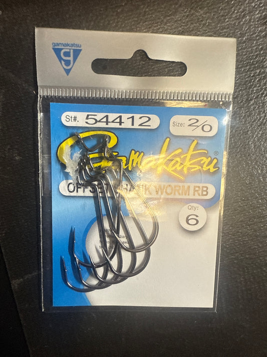 Gamakatsu 2/0 offset shank worm hook 6 pack