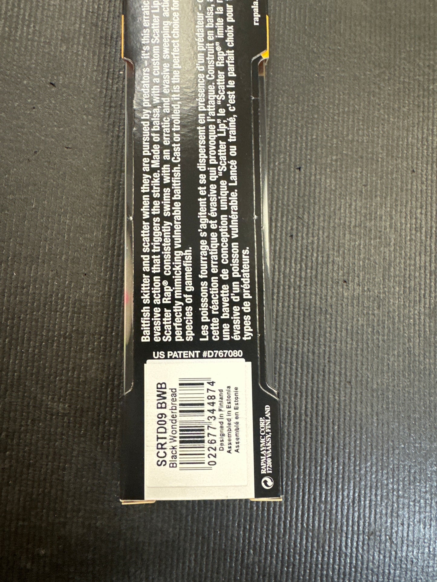 Rapala scatterrap tail dancer black wonderbread