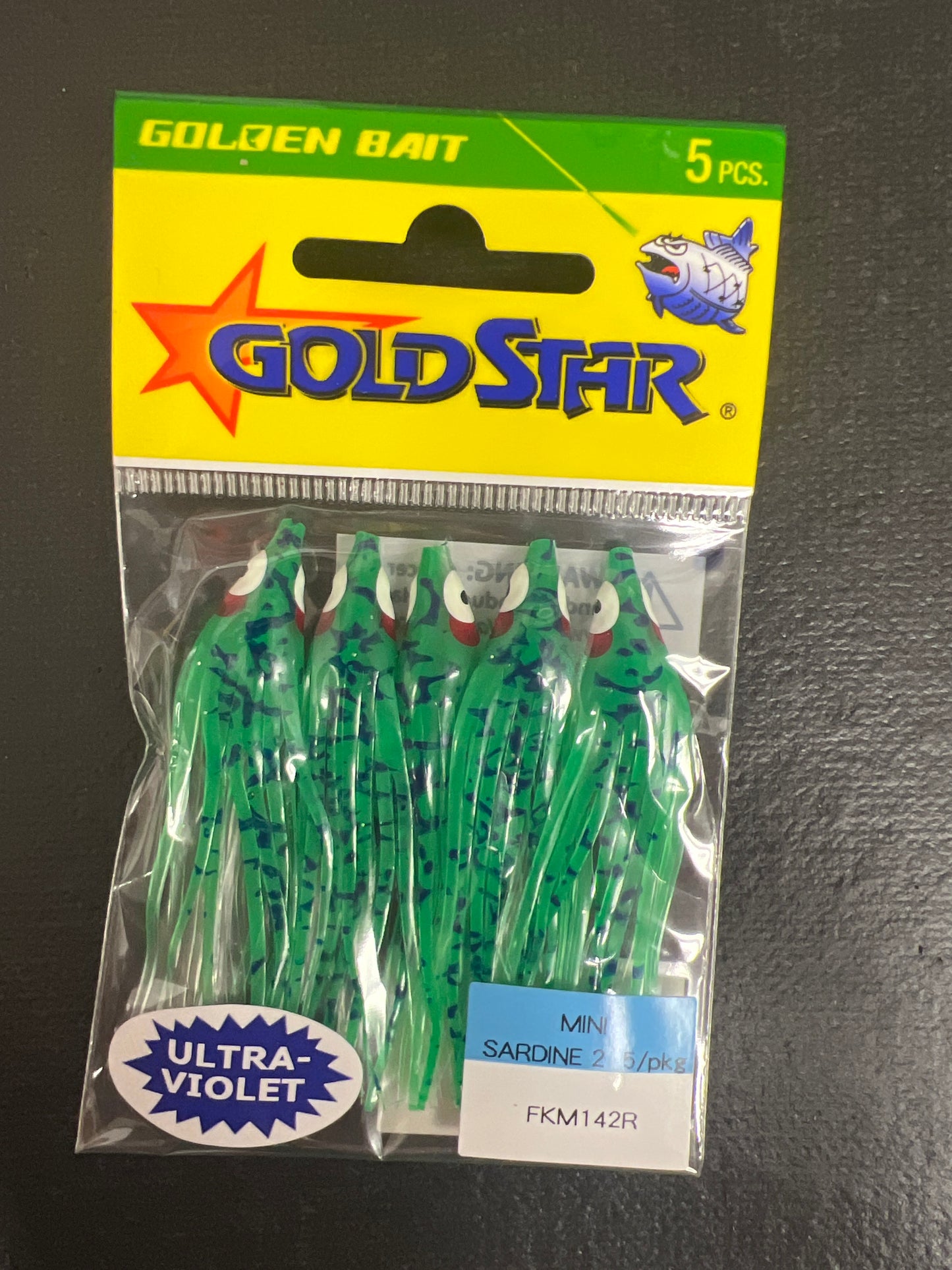 Gold Star Mini Squids UV Green Splatter Back