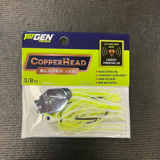 1st GEN Copper Head Bladed Jig 3/8oz Chart/White