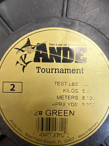 Ande Tournament 12lb green 2lb spool