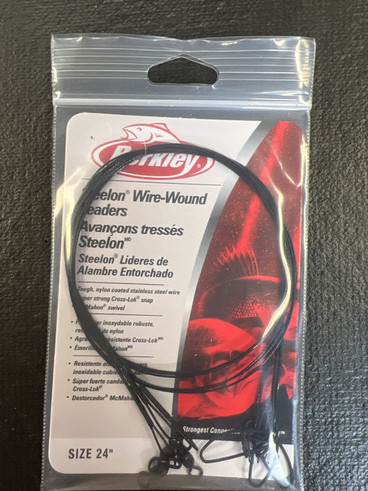 Berkley Steelon Wire Wound Leaders 30lb Test 24" Silver