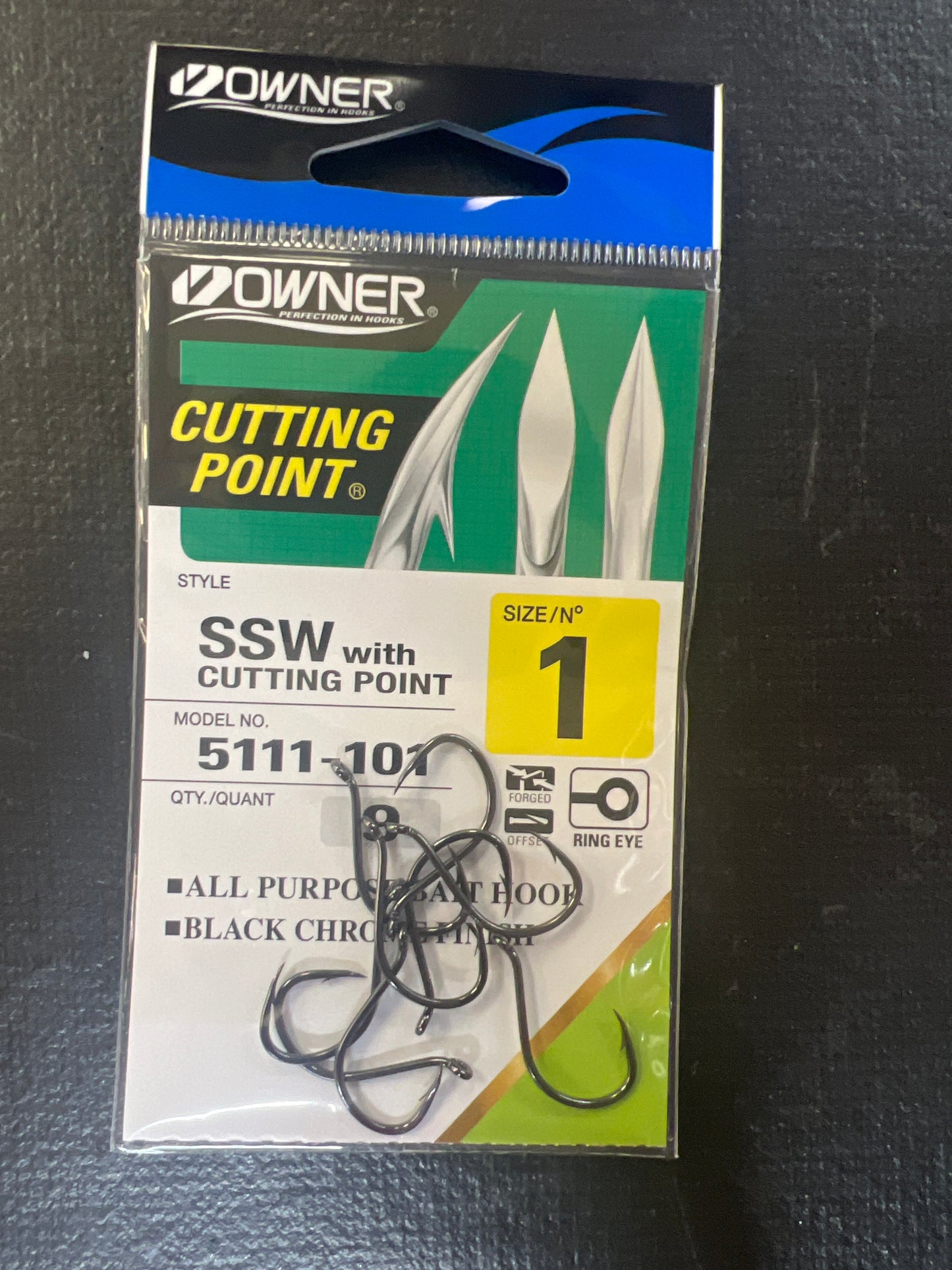 Owner SSW cutting point size 1 Hook Black