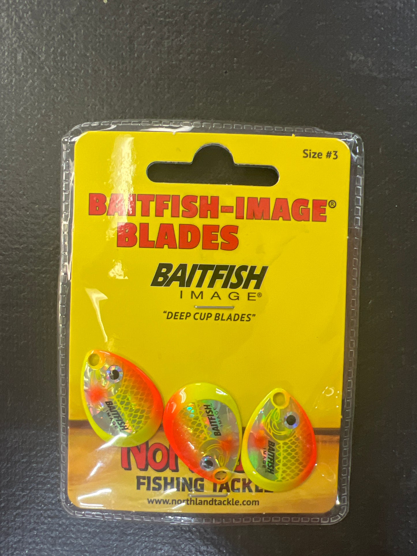 Northland Baitfish-Image Blades Sunrise Orange, Chartreuse, White Back