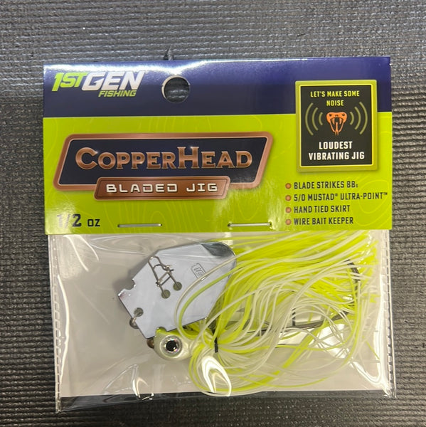 1st Gen Fishing Copperhead Bladed Jig White / 1/2oz
