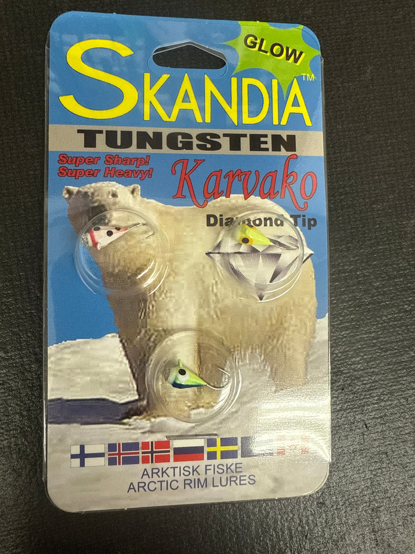 Skandia tungsten karvako diamond head glow jig 3pc