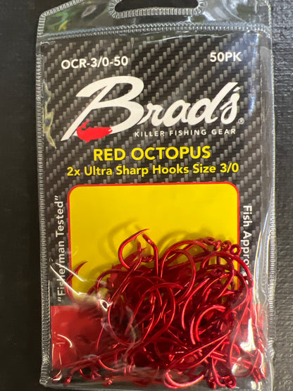 Brads Octopus Hooks Red