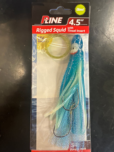 P-Line rigged squid 4.5” glow/blue