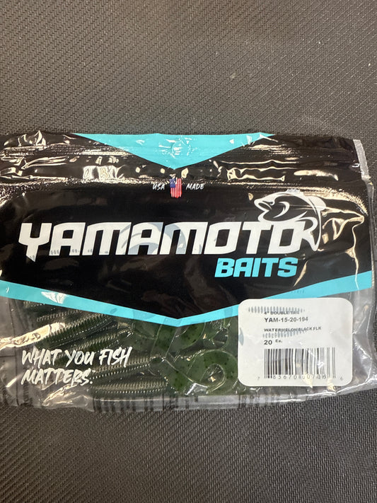 Yamamoto 4” double tail watermelon black flake