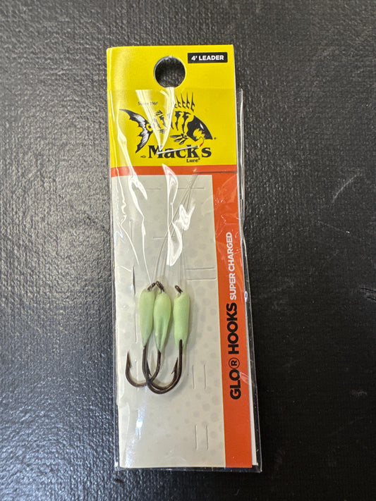 MACK'S #4 GLO HOOKS (3), MAGGOT WHITE