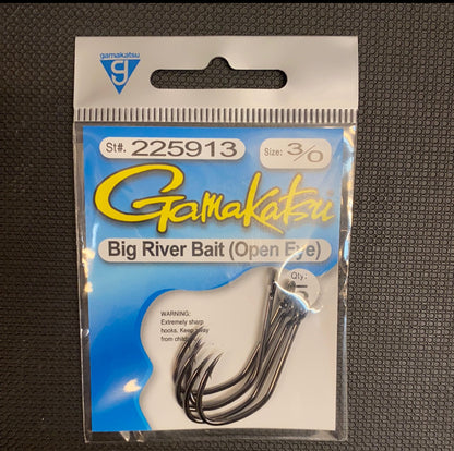 Gamakatsu Big River Bait Hooks (Open Eye) Black