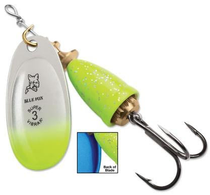 Blue Fox 60-30-274IC Classic Vibrax Spinner, 1/4oz, Chartreuse Blue Candyback