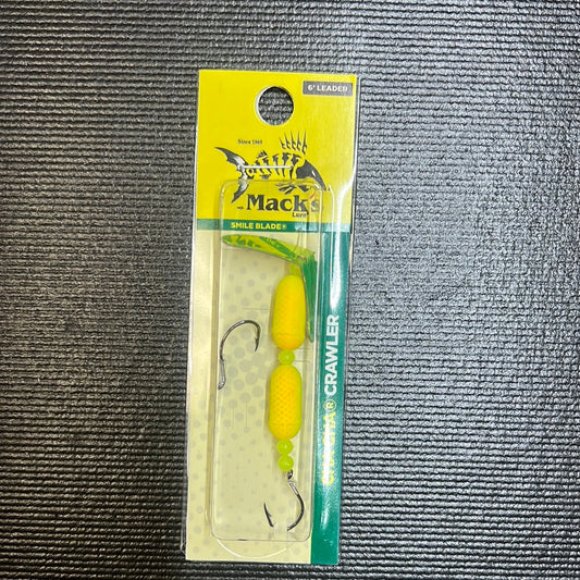 Mack's #4 Cha Cha Crawler chartreuse scale, chartreuse, orange