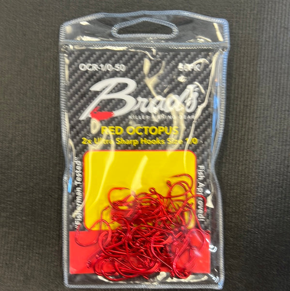 Brads red octopus size 1/0