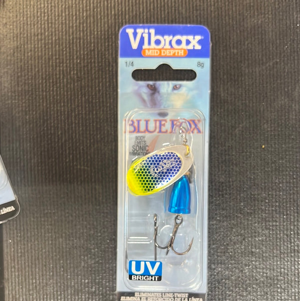 Vibrax Blue Fox 1/4oz Blue Scale / Chartreuse Tip