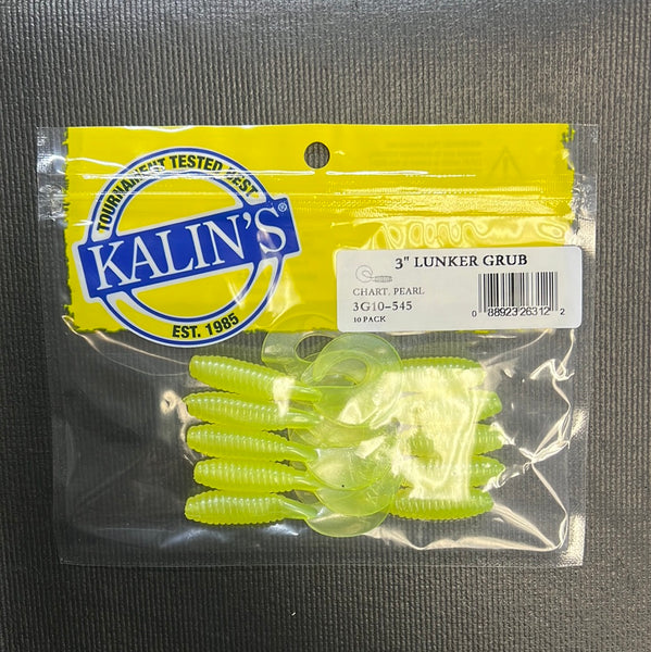 Kalin's Lunker Grub 3" Chartreuse Pearl