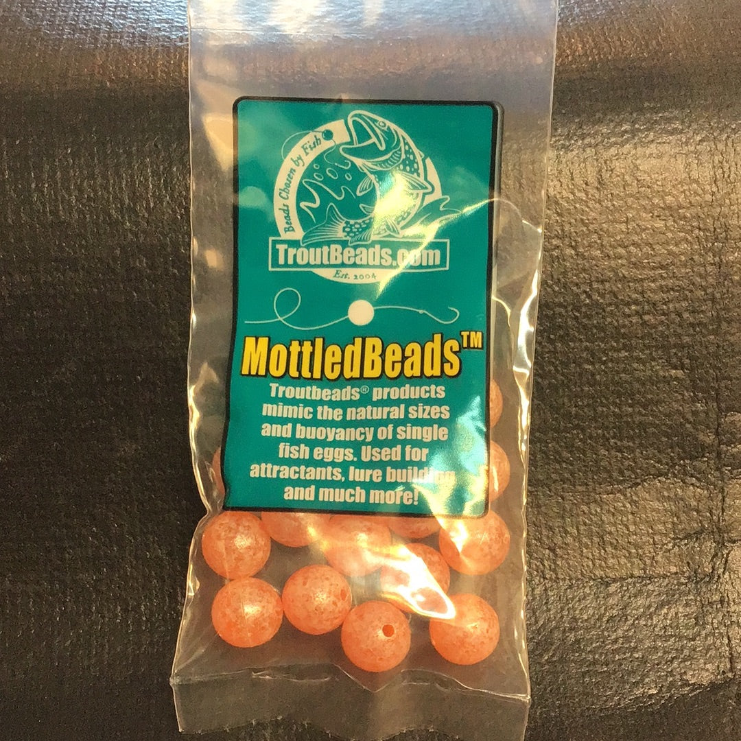 Trout Beads - Mottled Beads - 10mm (Peachy King Roe) 15ct
