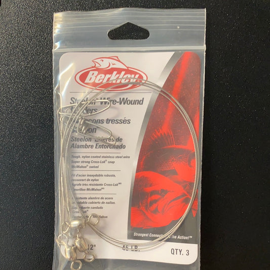 Berkley 45lb 12" steelon wire wound leaders