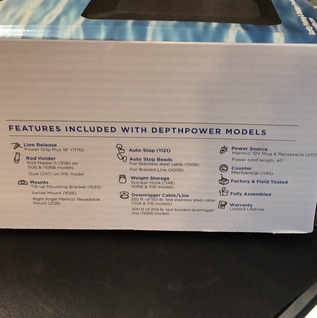 Scotty DepthPower 1106B Electric Downrigger W/ 300FT 200lb Braid, swivel mount included.