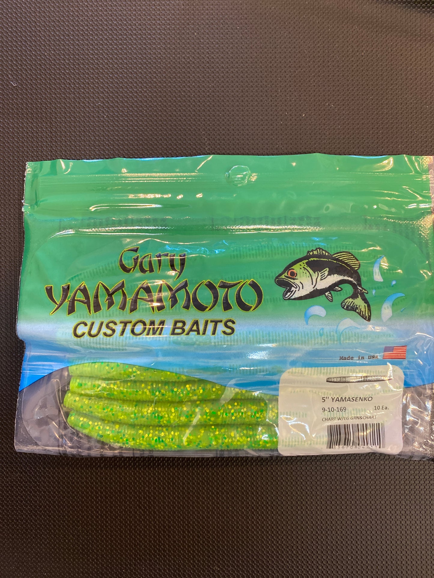 Gary Yamamoto 5"  YAMASENKO Chartreuse with Green Flake