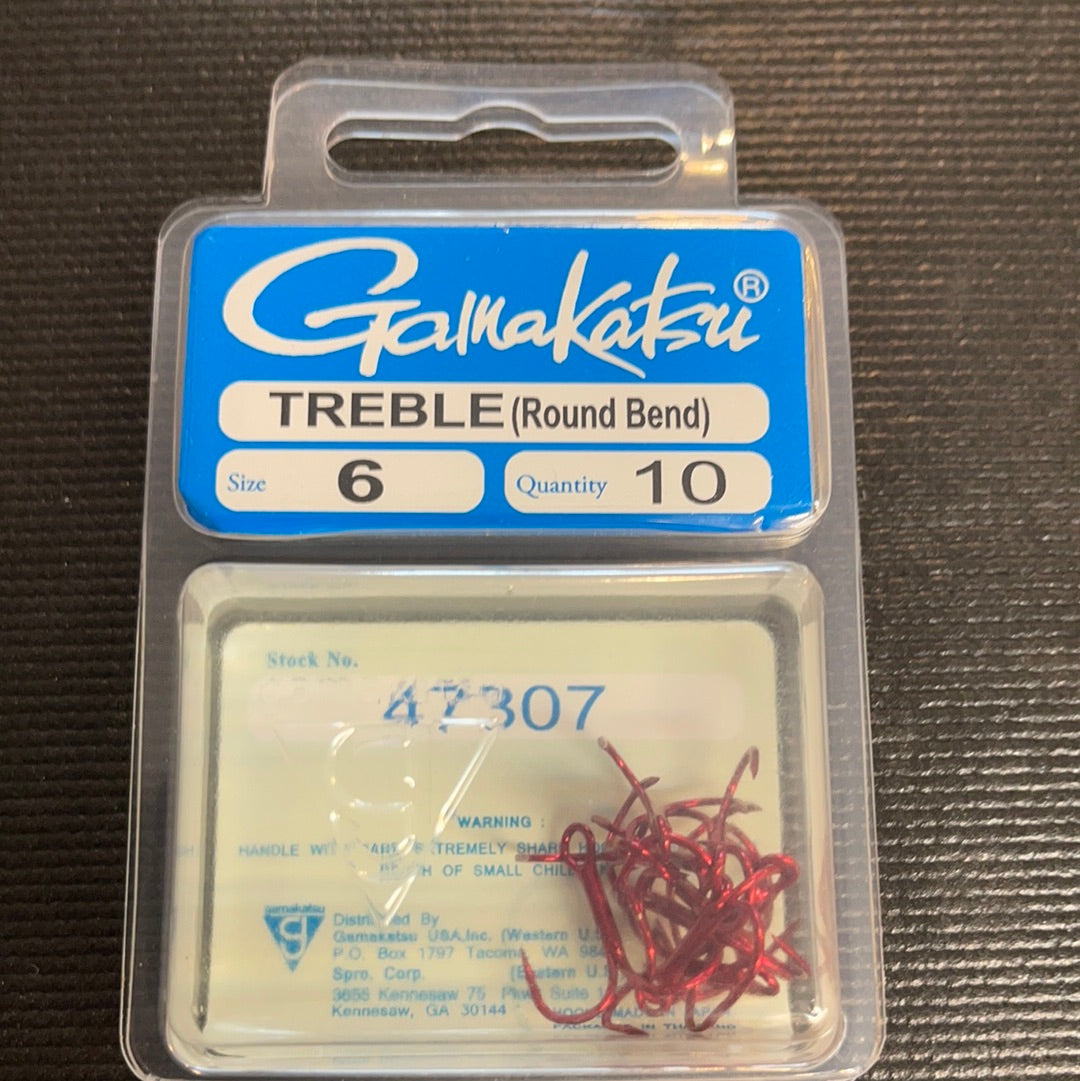 Gamakatsu #6 round bend treble (red)